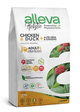 Alleva Holistic Cat Adult Chicken & Duck сухой корм для взрослых кошек с курицей и уткой, алое вера и женьшенем